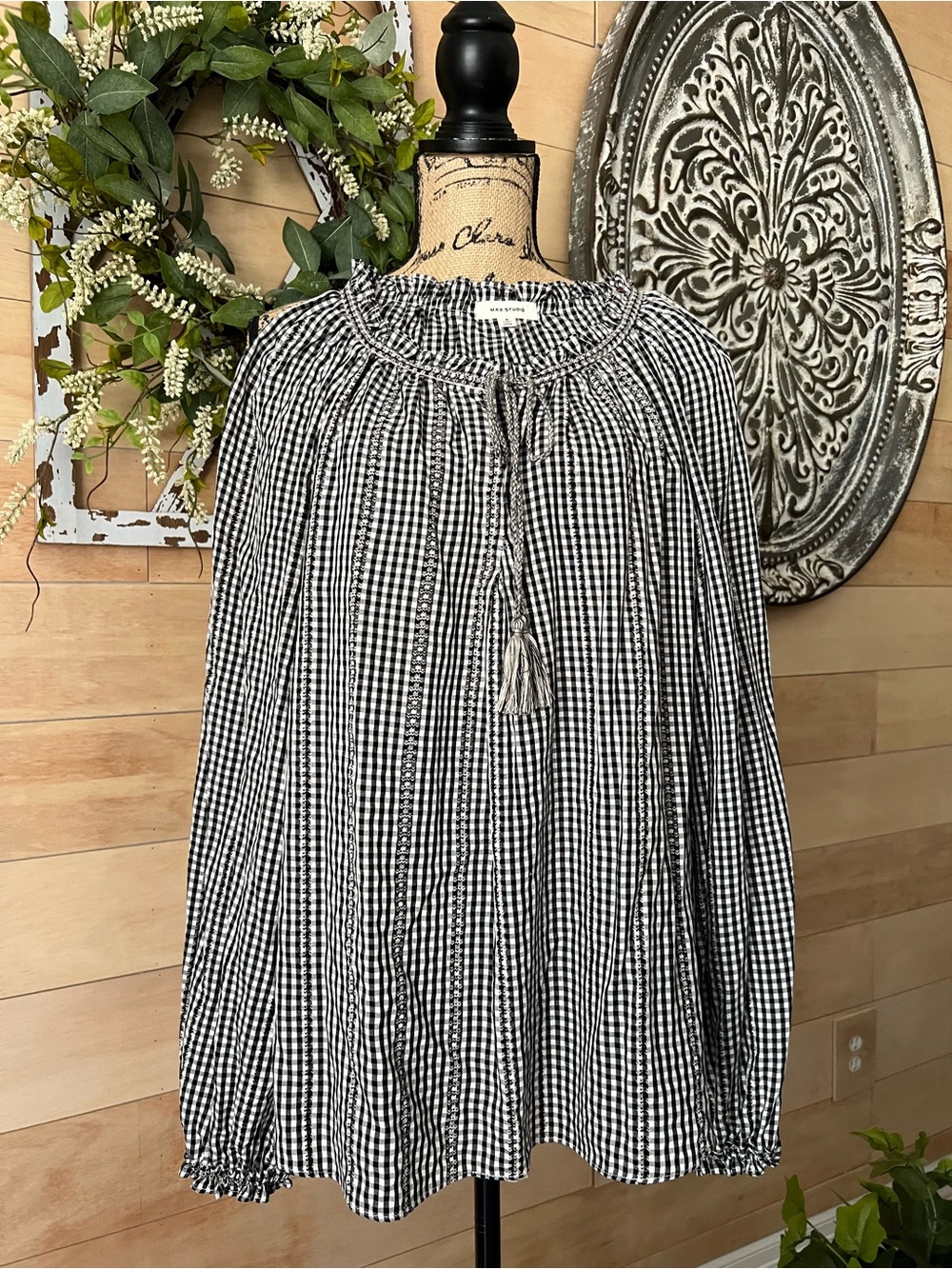 Max Studio Women's Black & White Gingham Blouse - Unbranded Size Small
